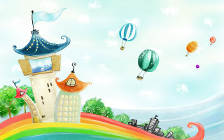 Rainbow colored building rainbow roof - a rainbow free wallpaper