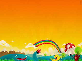 Cartoon frog grass mushroom house - a cartoon scene free wallpaper