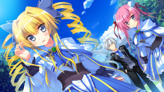 Anime girls blue sky clouds 21 - cloud and trees free wallpaper