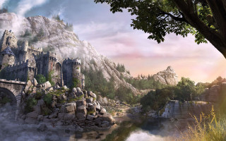 Castle mountain river bridge scenery - cedric seaut keos masons free wallpaper
