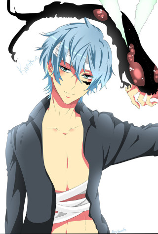 Blue hair man bird anime - his chest free wallpaper