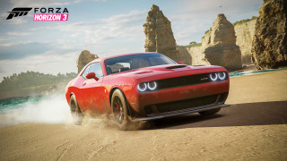 Red car beach mountain water 2 - sandy free wallpaper