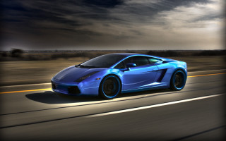 Blue sports car night highway - a highway free wallpaper