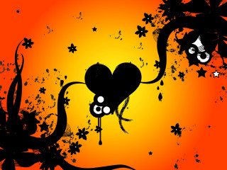Black orange heart flowers face - a face free wallpaper