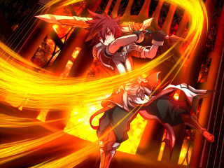 Anime characters fire sword demon - flame free wallpaper