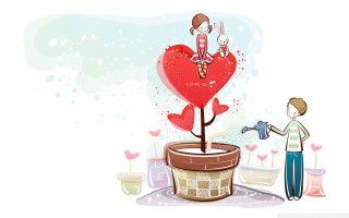 Man woman heart shaped tree - a wrench free wallpaper