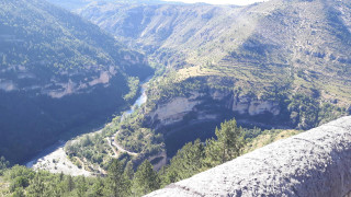 Valley river mountains person ledge - a high point of view free wallpaper