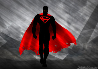 Man red cape dark clouds 2 - a red cape free wallpaper
