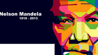 Colorful portrait nelson mandela black - vector curve free wallpaper