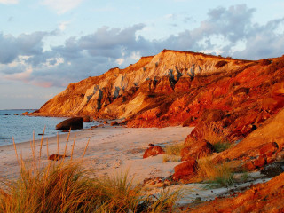 Beach cliff grass autumn sunset - a beach free wallpaper