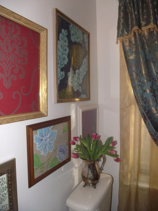Bathroom toilet vase flowers paintings - an art deco painting free wallpaper