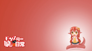 Red anime girl lamia chibi - white background free wallpaper