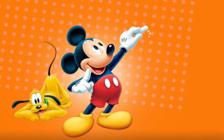 Mickey mouse yellow dog orange - an orange background free wallpaper