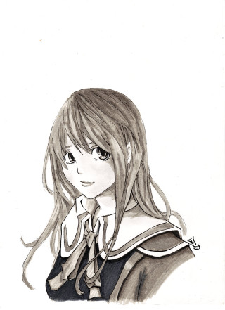 Alice prin girl long hair 4 - modern european ink painting free wallpaper