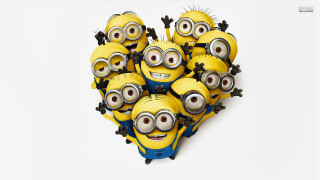 Heart minions white background yellow - dom qwek free wallpaper