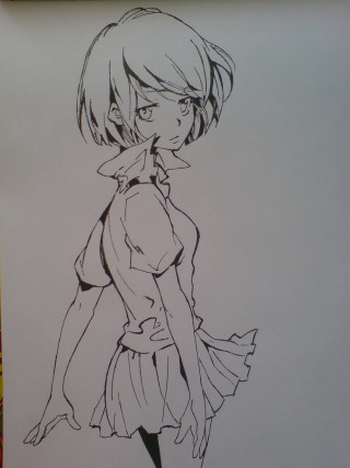 Girl drawing dress hat body - figurative art free wallpaper