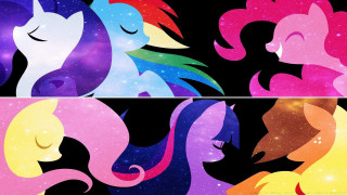 Rainbow pony stars black background - pony free wallpaper