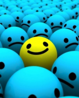 Yellow smiley blue balls black 4 - cheerful free wallpaper