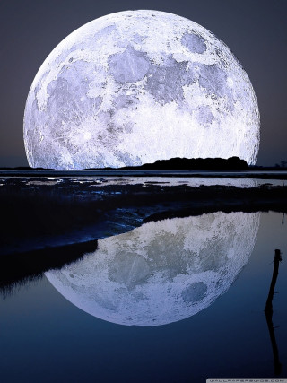 Full moon lake reflection night 2 - a full moon free wallpaper