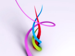 Colorful ribbons white background group - abstract art free wallpaper
