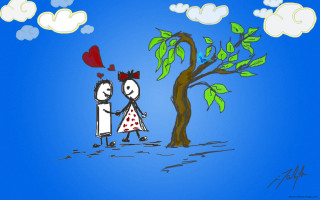 Couple holding hands tree heart - free valentines wallpaper