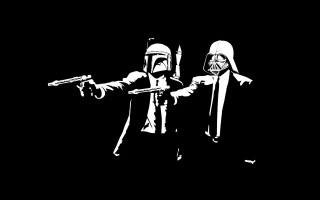 Costumed couple guns pointing dark - war free wallpaper