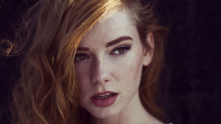 Freckled hair white dress posing - evan charlton free wallpaper