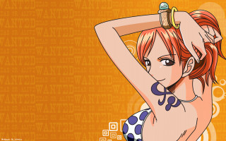 Red haired woman blue bikini - a bottle of water free wallpaper