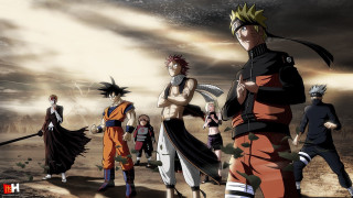 Group people field sword standing - one person holding free wallpaper