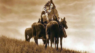 Sepia native american man horse - western free wallpaper