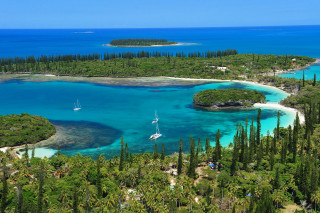Tropical island lagoon sailboat palm - a tropical island free wallpaper