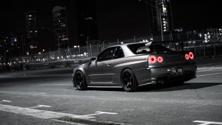 Car parked nighttime rear lights - end free wallpaper