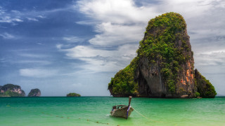 Boat water rock formation ocean - dirck de bray free wallpaper