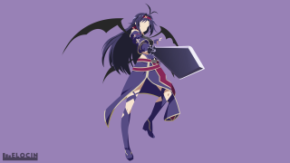 Woman purple outfit holding black - her shoulder free wallpaper