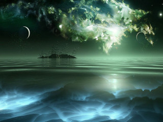 Ship ocean night moon stars - a painting of a ship free wallpaper