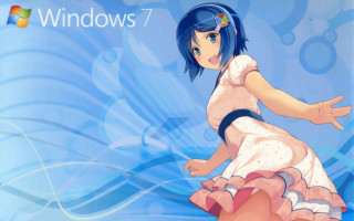 Girl dress blue background windows7 - purism free wallpaper