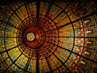 Stained glass dome skylight center - a mosaic free wallpaper