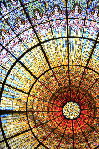 Stained glass dome circular window 2 - delaunay free wallpaper