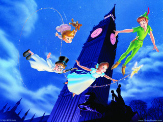 Clocktower flying couple tophat magic - a storybook illustration free wallpaper for desktop