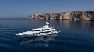 Large white boat ocean cliff - anthony devas free wallpaper