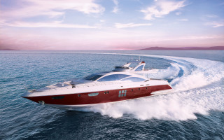Boat speeding ocean sunset pink - the ocean free wallpaper