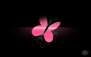 Pink butterfly black background pink - a hologram free wallpaper for desktop