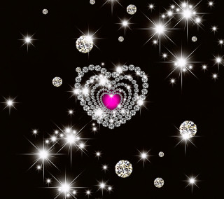 Heart diamonds stars pink glow - holography free wallpaper