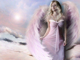 Woman pink dress angel wings - a pink dress free wallpaper
