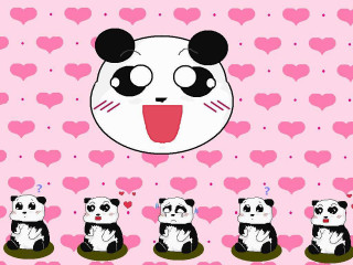 Panda heart background pink tongue - bian shoumin free wallpaper