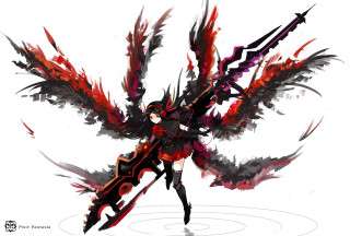 Woman sword wings white background - body free wallpaper