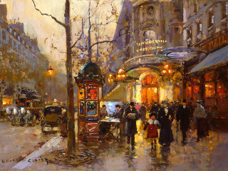 Busy city street people clock - a busy city street free wallpaper
