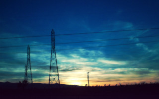 Sunset power lines telephone poles - elbridge ayer burbank free wallpaper