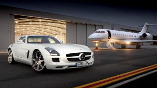 White car private jet night - luxury free wallpaper