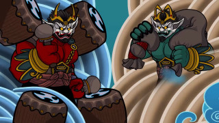 Cartoon cat sword demon sword - a giant object in the background free wallpaper
